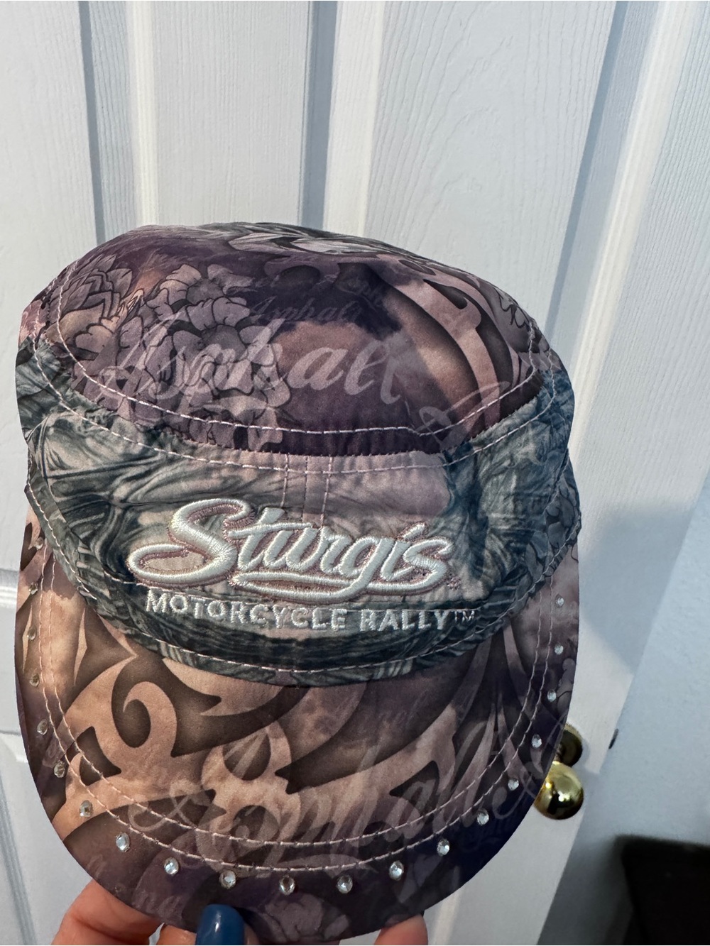 Sturgis Motorcycle Rally Embellished Cadet Cap - Purple & Teals